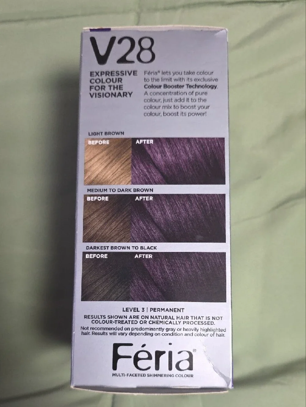 L'Oreal Paris Feria Shimmering Permanent Hair Color, V28 Midnight Violet, 2 Kits